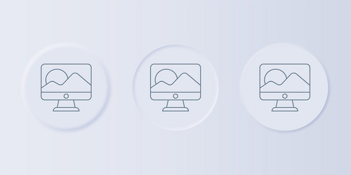 grey computer monitor screen icon isolated vector image