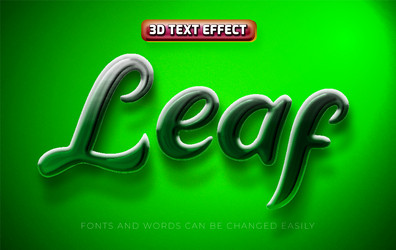 leaf 3d editable text effect style vector image