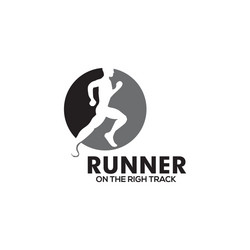 runner logo design with simple style template vector image