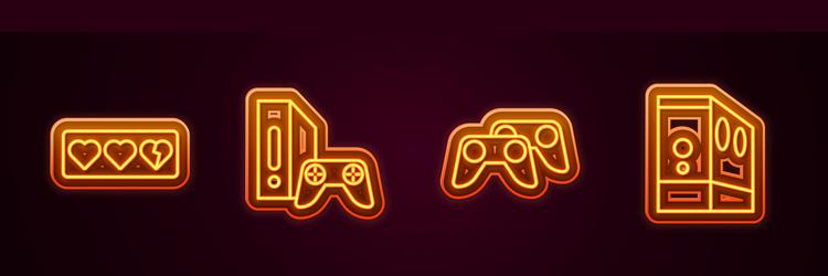 set line game life bar console with joystick vector image