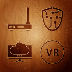 set virtual reality router and wi-fi signal vector image
