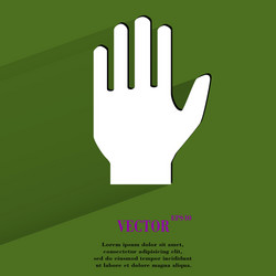 stop hand flat modern web button with long shadow vector image