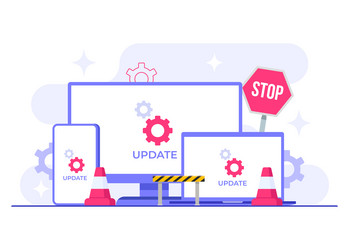devices with software update screens flat system vector image