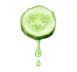 Realistic cucumber slice dripping juice vector