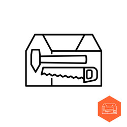 toolbox icon simple line style wooden box vector image