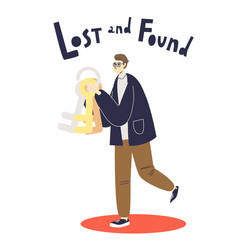 man bringing stack keys to lost and found vector