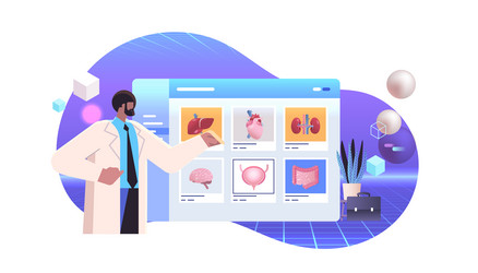 Scientist examining anatomical human body internal
