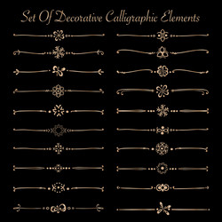 set golden decorative calligraphic elements Vector Image