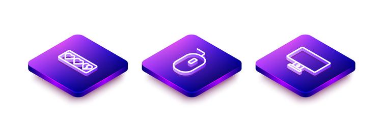 set isometric line game life bar computer mouse vector image