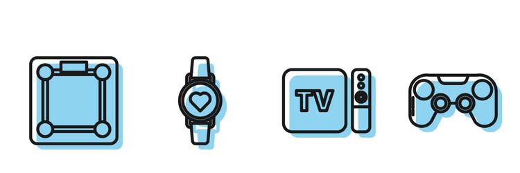 set line tv box receiver and player with remote vector image