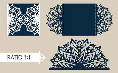 template greeting card with openwork pattern vector image