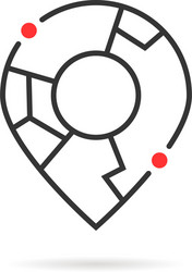 thin line abstract geolocation logo like map pin vector image