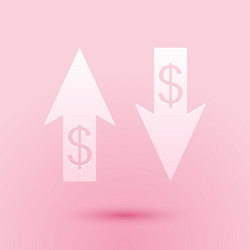 Paper cut up and down arrows with dollar symbol vector