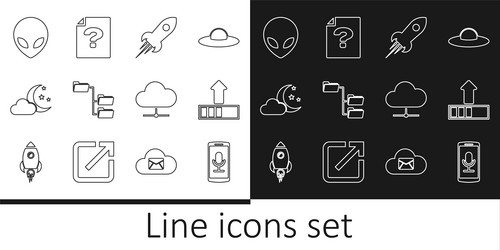 set line mobile recording loading rocket ship vector image