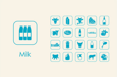 Set of milk simple icons vector