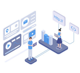 software coding and testing isometric vector image