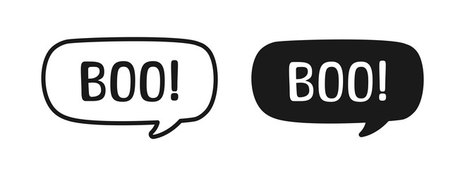 boo text in speech bubble outline and silhouette vector image