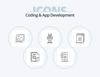 coding and app development line icon pack 5 vector image