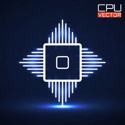 Cpu microprocessor microchip glow logo vector