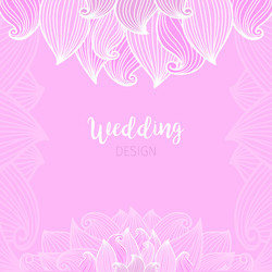 Pink wedding romantic card with waves vector