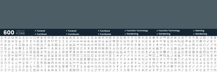 set of 600 thin line icons in this bundle include vector image