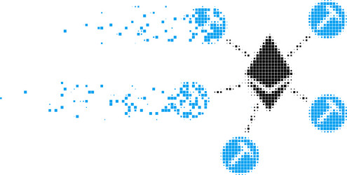 Ethereum mining pool dissolving pixel icon vector