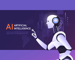 machine learning ai with digital brain vector image
