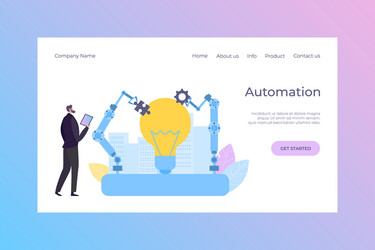 manager control automation robot landing vector image