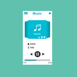 media player application app template with flat vector image