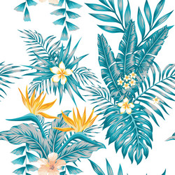 Tropical Floral Pattern - Bird of Paradise Vector Image