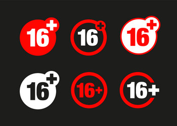 a sixteen years over icon set vector