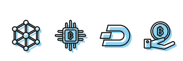 set line cryptocurrency coin dash blockchain vector image