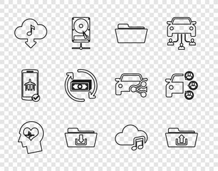 set line head with heartbeat folder upload vector image