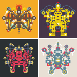 set of colorful robots vector image