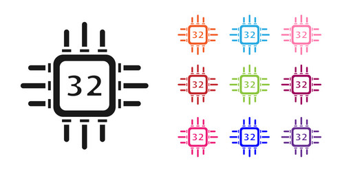 black computer processor with microcircuits cpu vector image