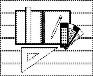 Drawing tools and notebook over table top view vector