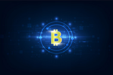 Virtual symbol of the coin bitcoin on binary code vector