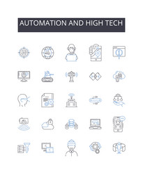 Automation and high tech line icons collection vector