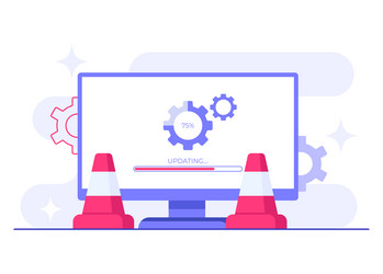 computer with software update screen flat system vector image