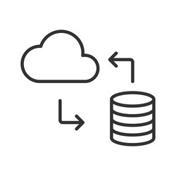data transfer to and from cloud icon in line vector image