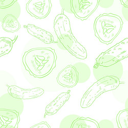 seamless pattern with cucumber and its slice vector