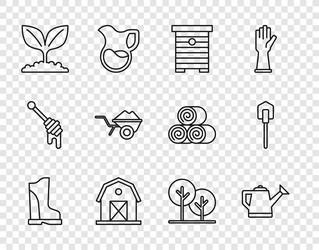 set line waterproof rubber boot watering can hive vector image