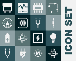 set processor with microcircuits cpu light bulb vector image