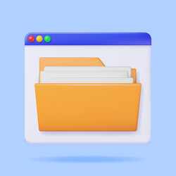 3d desktop interface window with file folder vector