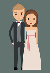 couple cartoon wedding marriage icon vector