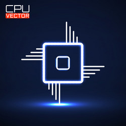 cpu microprocessor microchip glow logo vector image