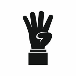 hand showing number four icon simple style vector