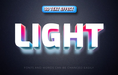 light 3d editable text effect style vector