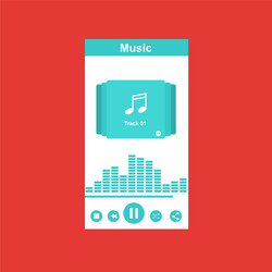 media player application app template with flat vector image