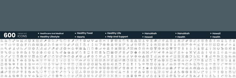 set of 600 thin line icons in this bundle include vector image